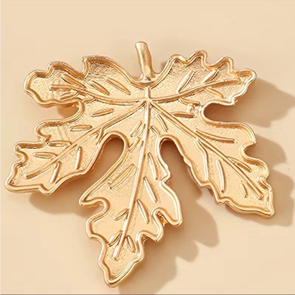 Gold Autumn Leaf Earrings - Picture 4 of 6